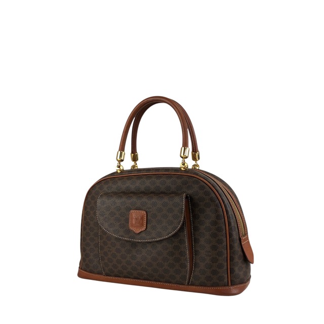 CELINE セリーヌ マカダム ハンドバッグ ブラウン ブラゾン型押し PVC vintage ヴィンテージ オールド 623s5d