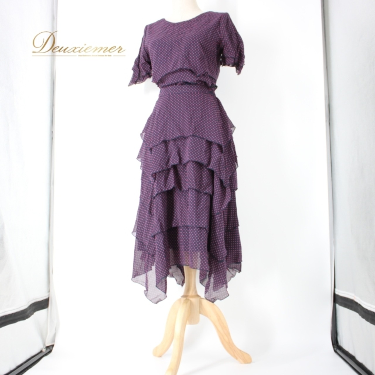 社交ダンス 衣装 スタンダード 上下セット ツーピース レッスンウェア パーティ衣装 水玉 ドット パープル系 SEKINE セキネ 紫 ピンク系 レトロ かわいい 可愛い 結婚式 おしゃれ ファッション ダンス レッスン用 プレゼント ギフト 謝恩会 大人用 軽量 伸縮性 素材 ポリエステル レディース 9号 M サイズ セットアップ 2点 体型カバー ステージ衣装