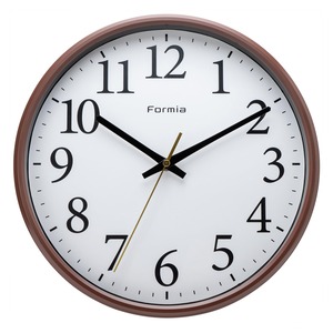 【在庫処分】Formia(フォルミア) 掛け時計 壁掛け時計 非電波 アナログ 直径32cm 見やすい シンプル オフィス 子供部屋 リビング ダイニング 寝室 静音 スイープ秒針 ブラウン HWC-015W-BR