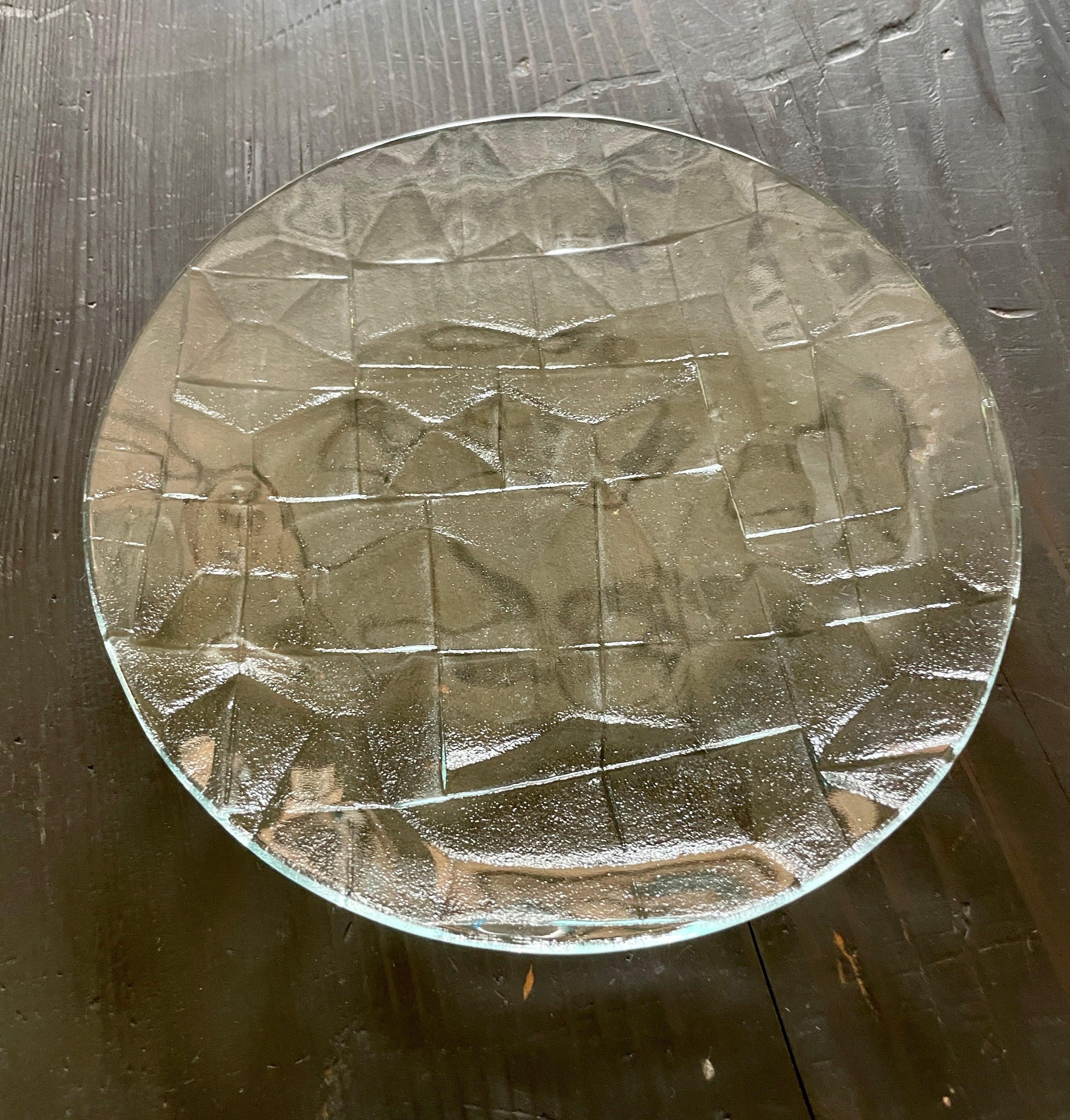 昭和型板ガラス「いわも」4mm厚　円形　大（Φ180mm）