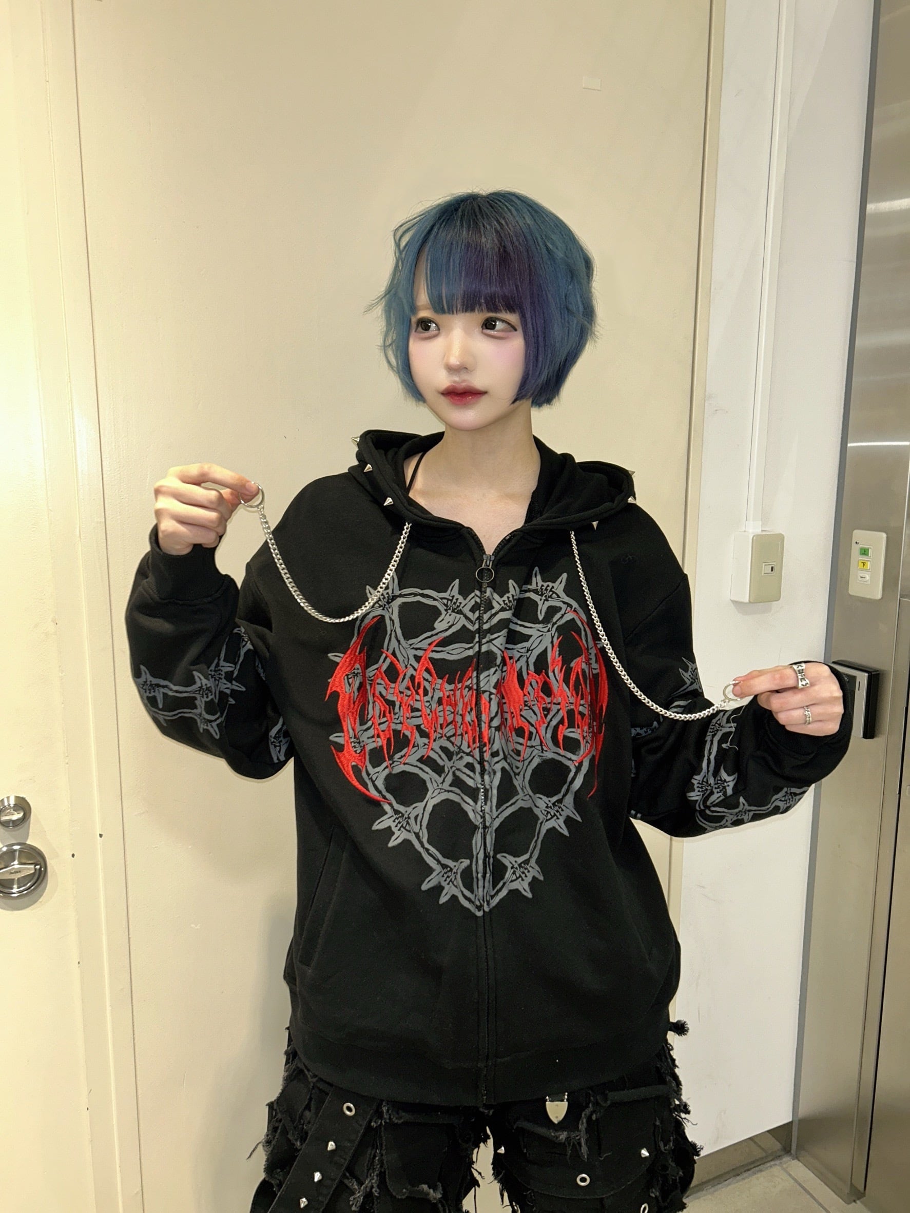 ハートスパイダーZIPパーカー サブカル 地雷 | 韓国系ユニセックス