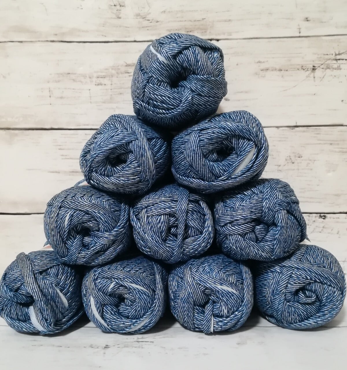 デニム風 細縞模様 ネイビー 紺色 1玉30m Tシャツヤーン | T-SHIRT