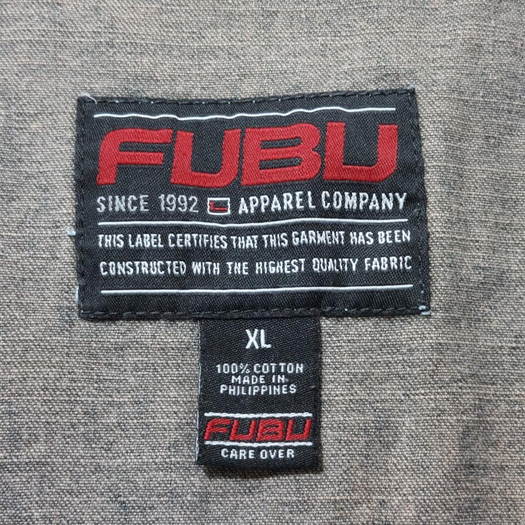 FUBU フブ デニムジャケット アウター ロゴ刺繍 XL グレー 青 ブルー