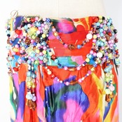 ベリーダンス オリエンタル衣装 上下セット レッド系 NASER ABBAS カラフル ラインストーン ビーズ フリンジ 赤 青 紫 黄 トップス スカート 巻きスカート ポップ 鮮やか 華やか ブルー系 ピンク系 ホワイト系 イエロー系 パープル系