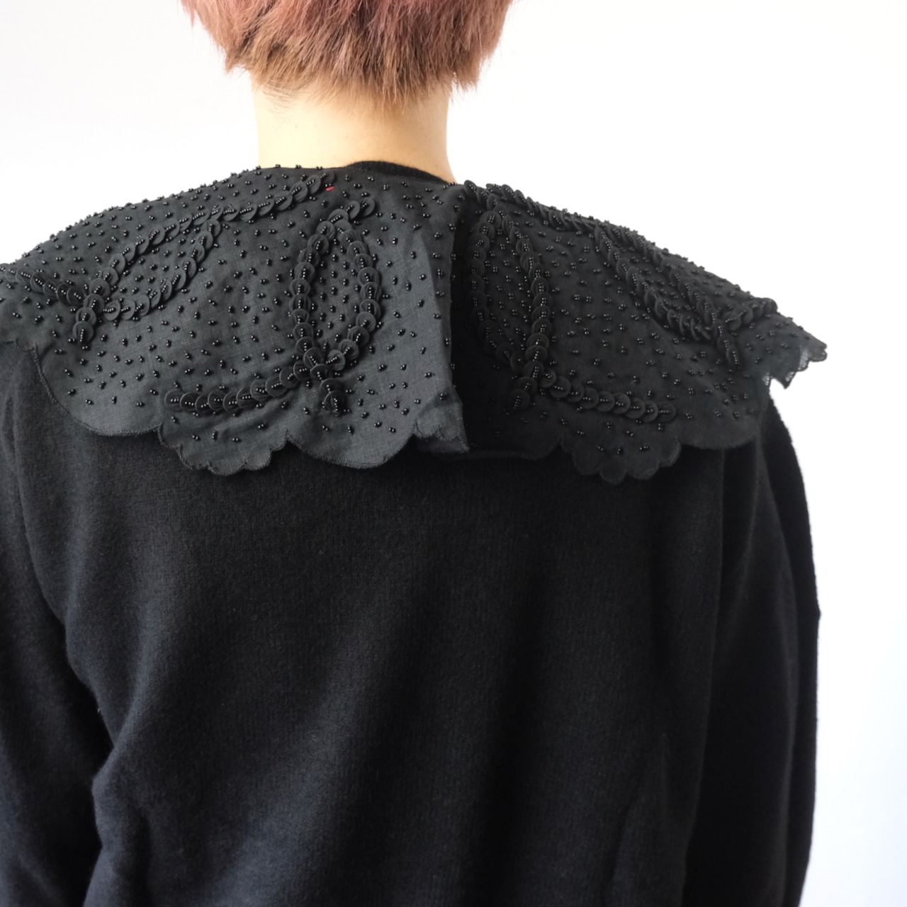 TOWAVASE(トワヴァーズ)cashemere 1ply-cardigan/with collar カシミヤ 付け襟 カーディガン