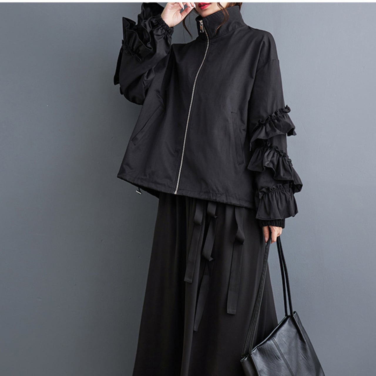 Frill Zip-up Short Jacket L00526