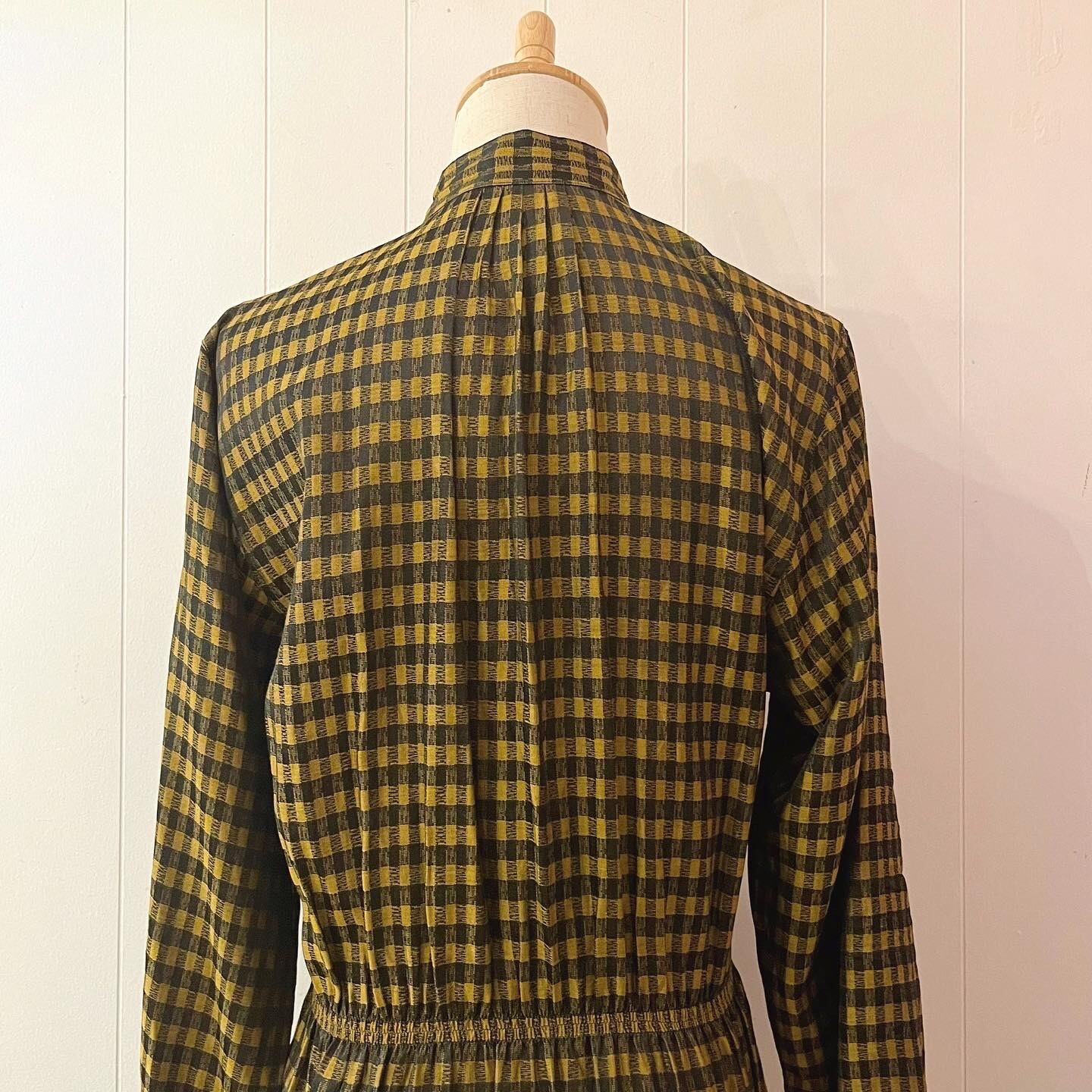 yellow black check one-piece