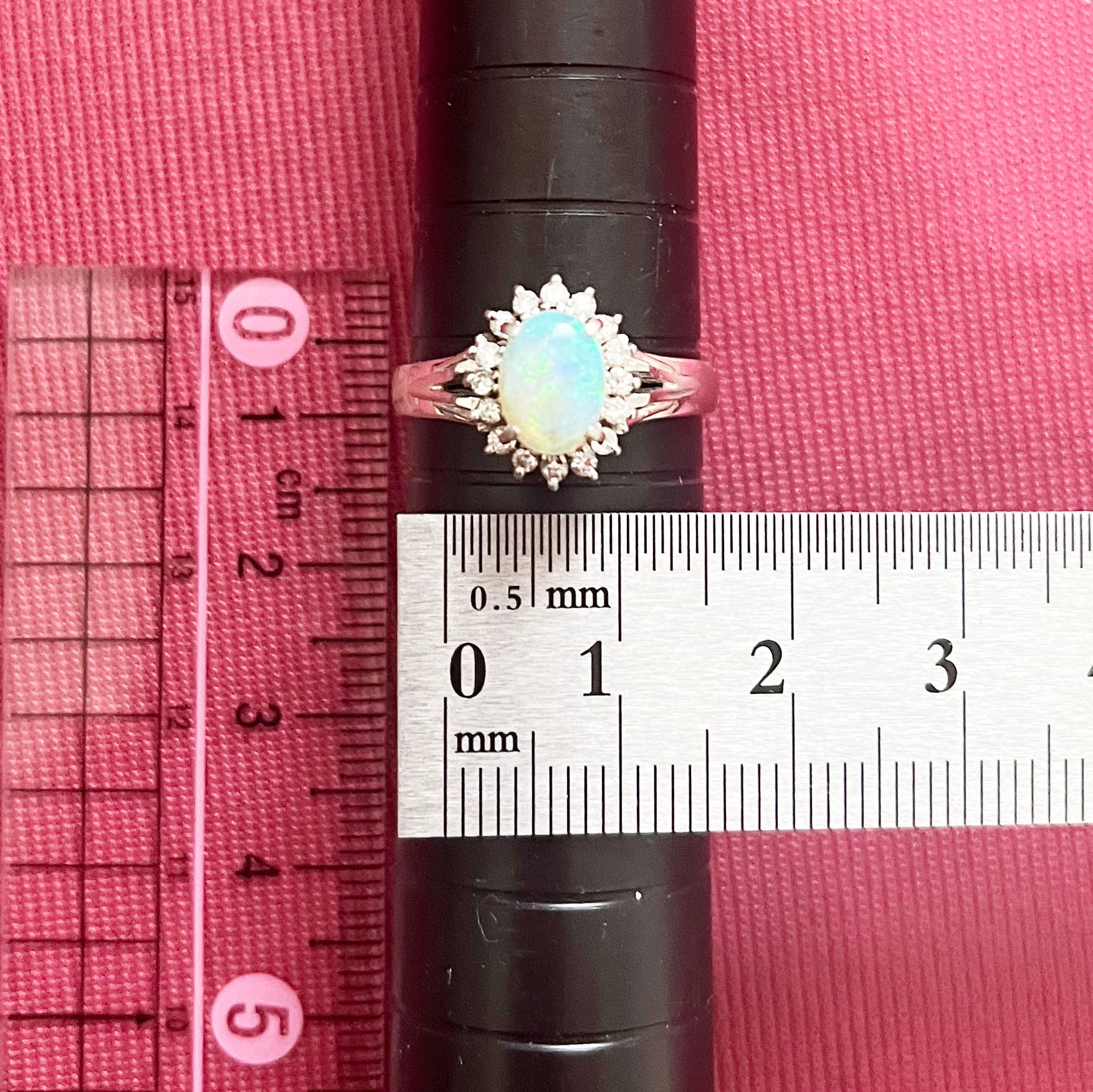 日本の作品】昭和レトロ デザイン ヴィンテージ リング Pt900 オパール