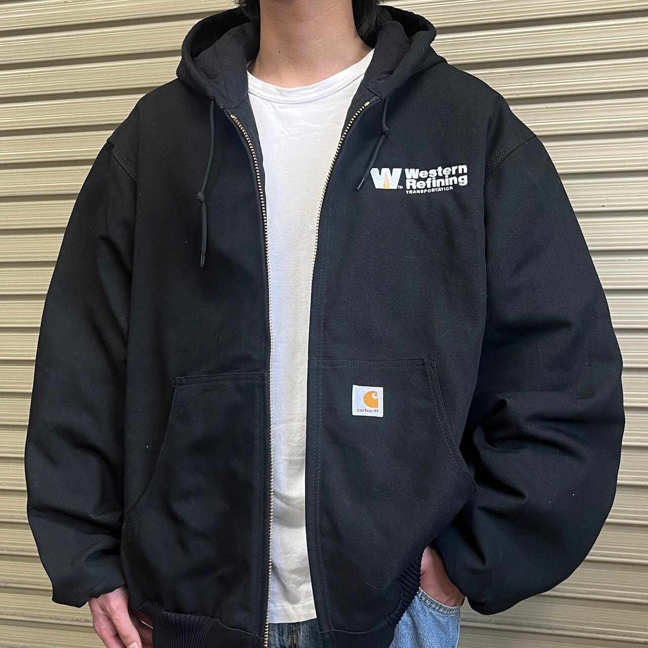 Carhartt ダックアクティブジャケット 黒 XL ワンポイントロゴ-