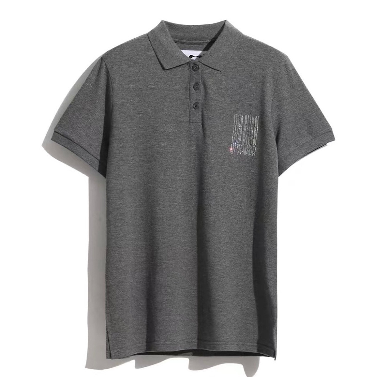 【HIPANDA ハイパンダ】レディース ラインストーン ポロシャツ WOMEN'S RHINESTONE POLO SHIRT / WHITE・BLACK・GRAY