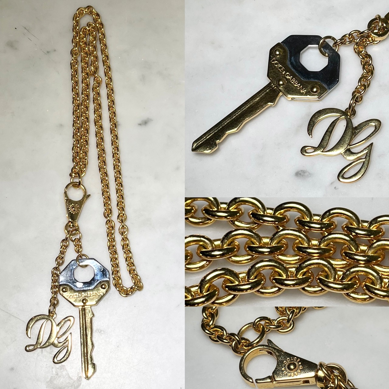 DOLCE&GABBANA gold color metal key & logo pendant necklace