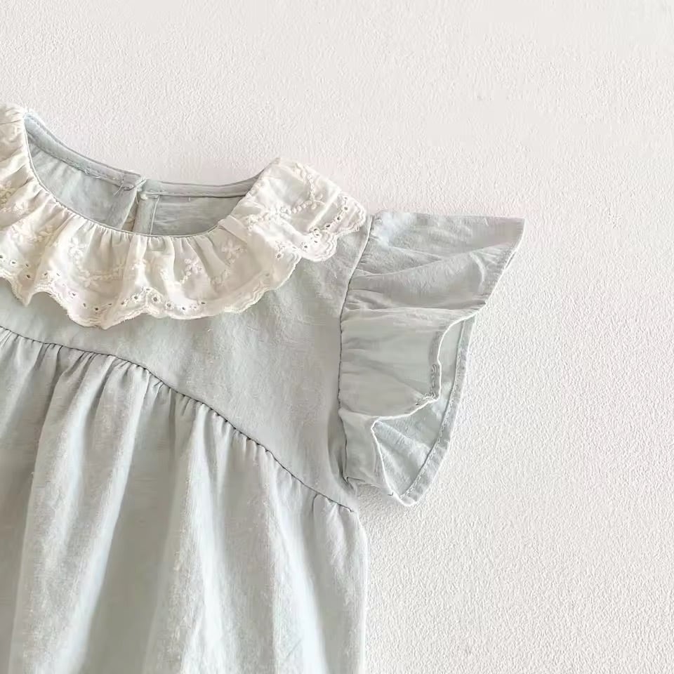 ヘアバンド付きアイスブルーロンパース