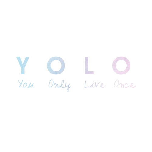 ウォールステッカー 名言 YOLO You only live once 空ピンク 光沢 スプレーアート