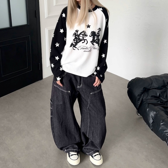 カウボーイグラフィックスターラグランワッフルTシャツ 2col R02544