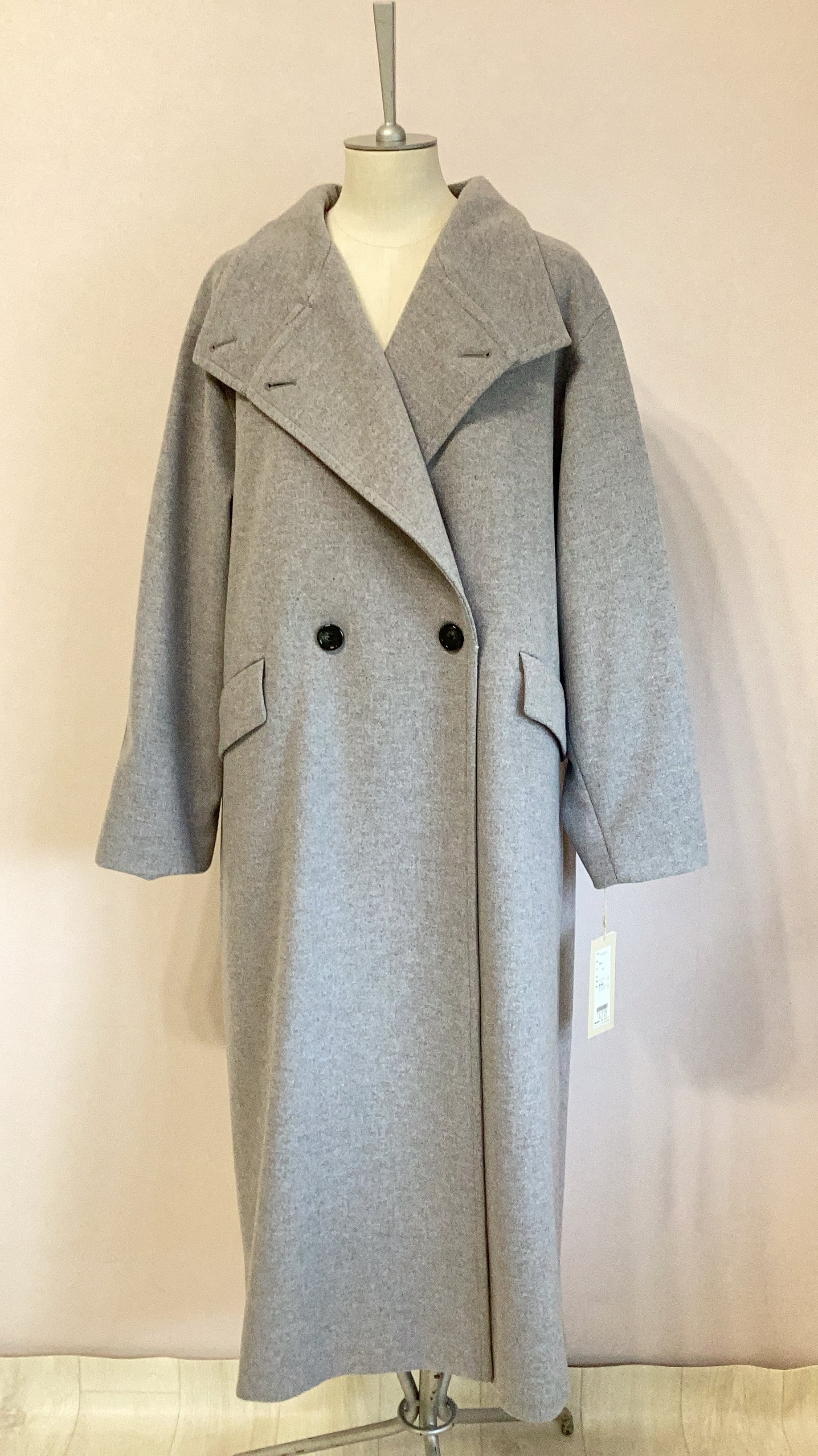 cafune メルトン スタンドカラー ロングコート NO.545415 グレー フリーサイズ Mサイズ カフネ