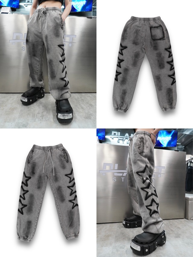 【CODE:R】washed star sweat pants