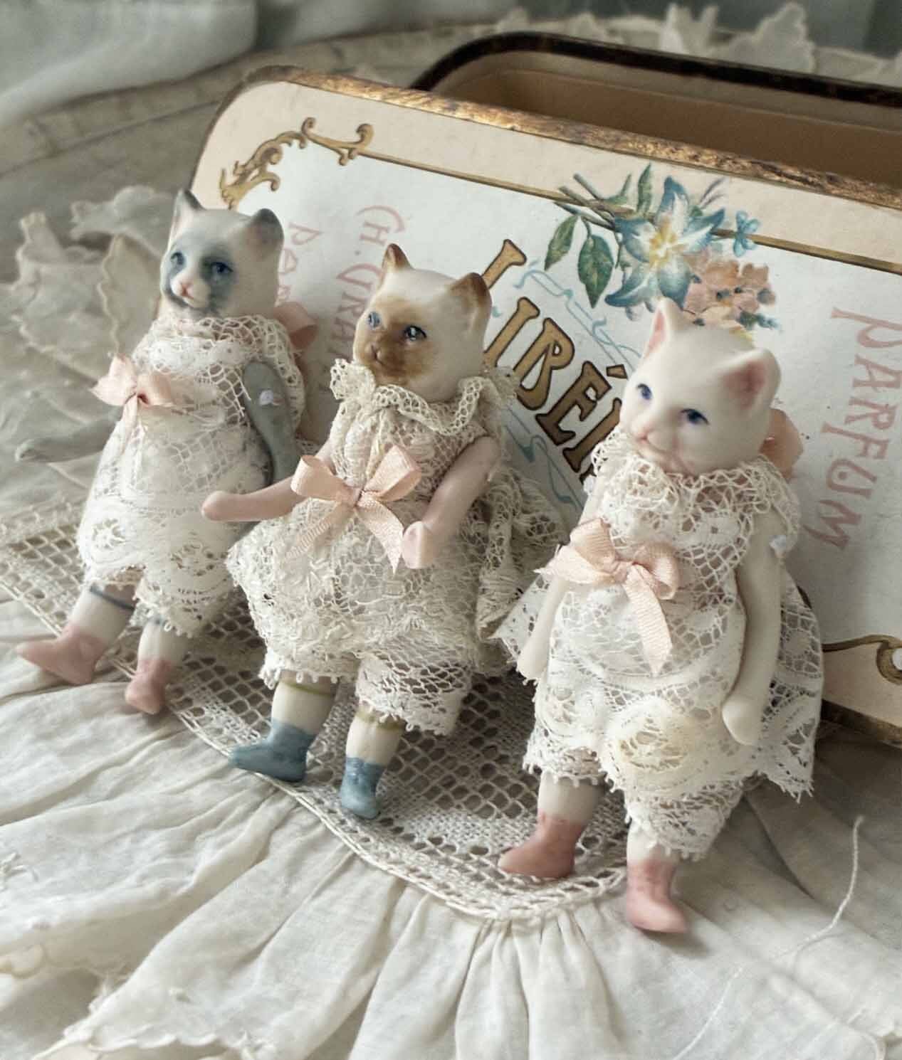 完成ドール】ミニチュアビスクドール/キュルビス(猫) / 6.5cm | Shall