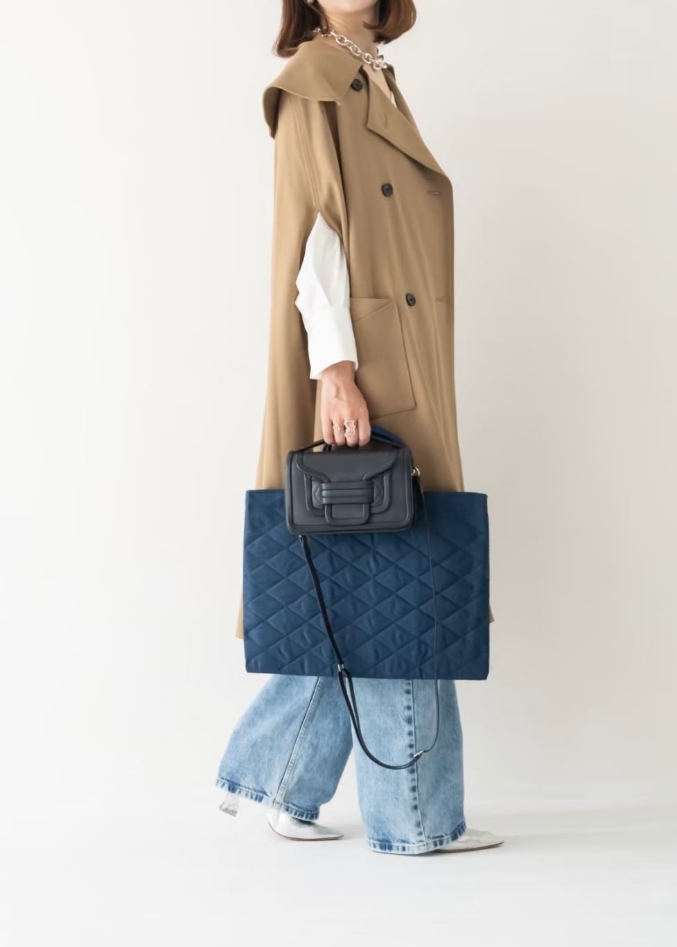 BIBI bag. “LARGE” quilting cloth Navy | B I B I soeurs. OFFICIAL