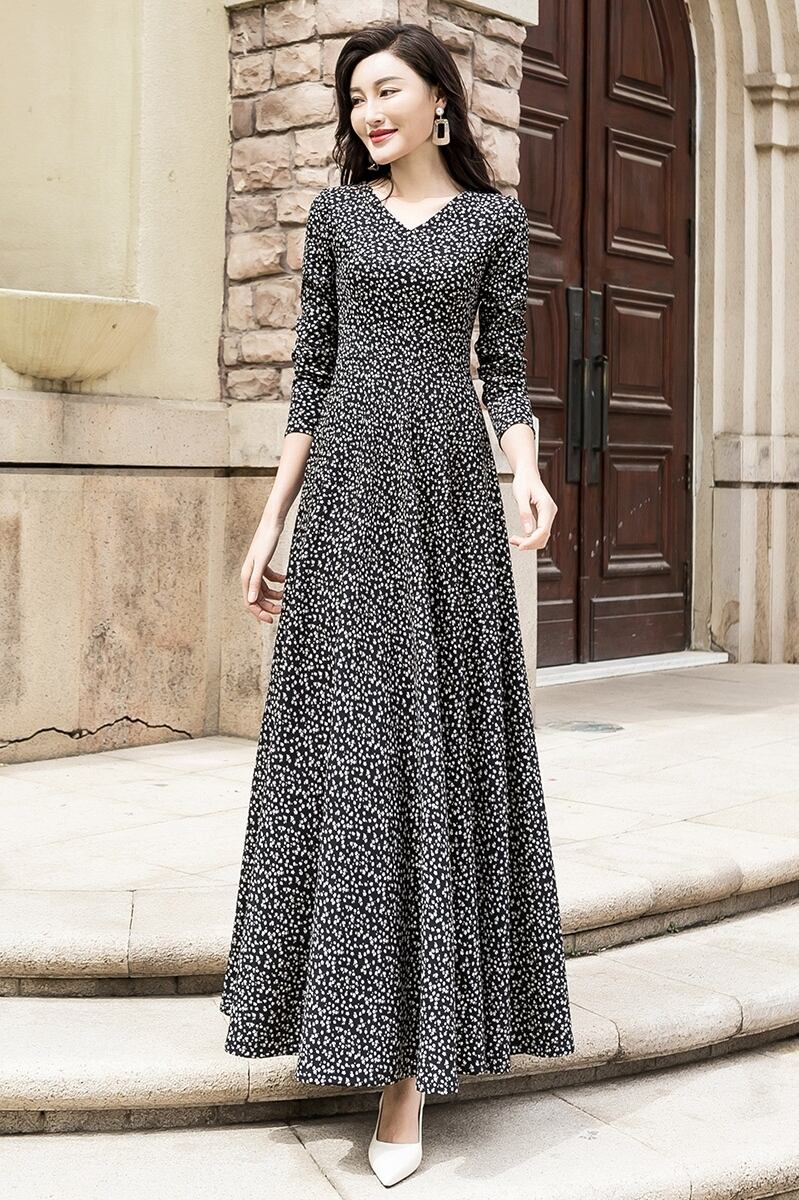 花柄 レディース ワンピース 優雅 ラインワンピース ネック 膝丈ワンピ