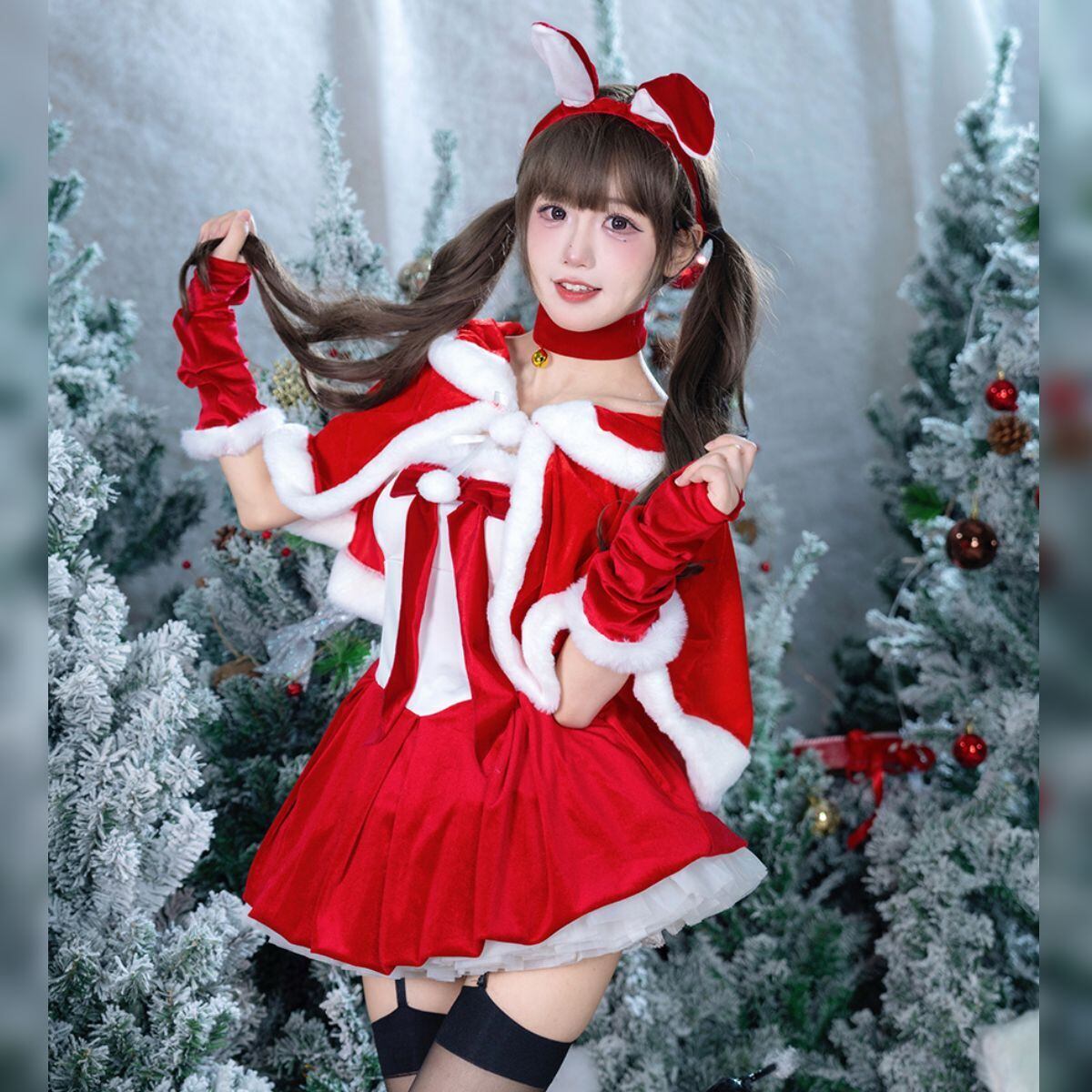 サンタガールケープ付きクリスマスセットアップ：ロングケープセット