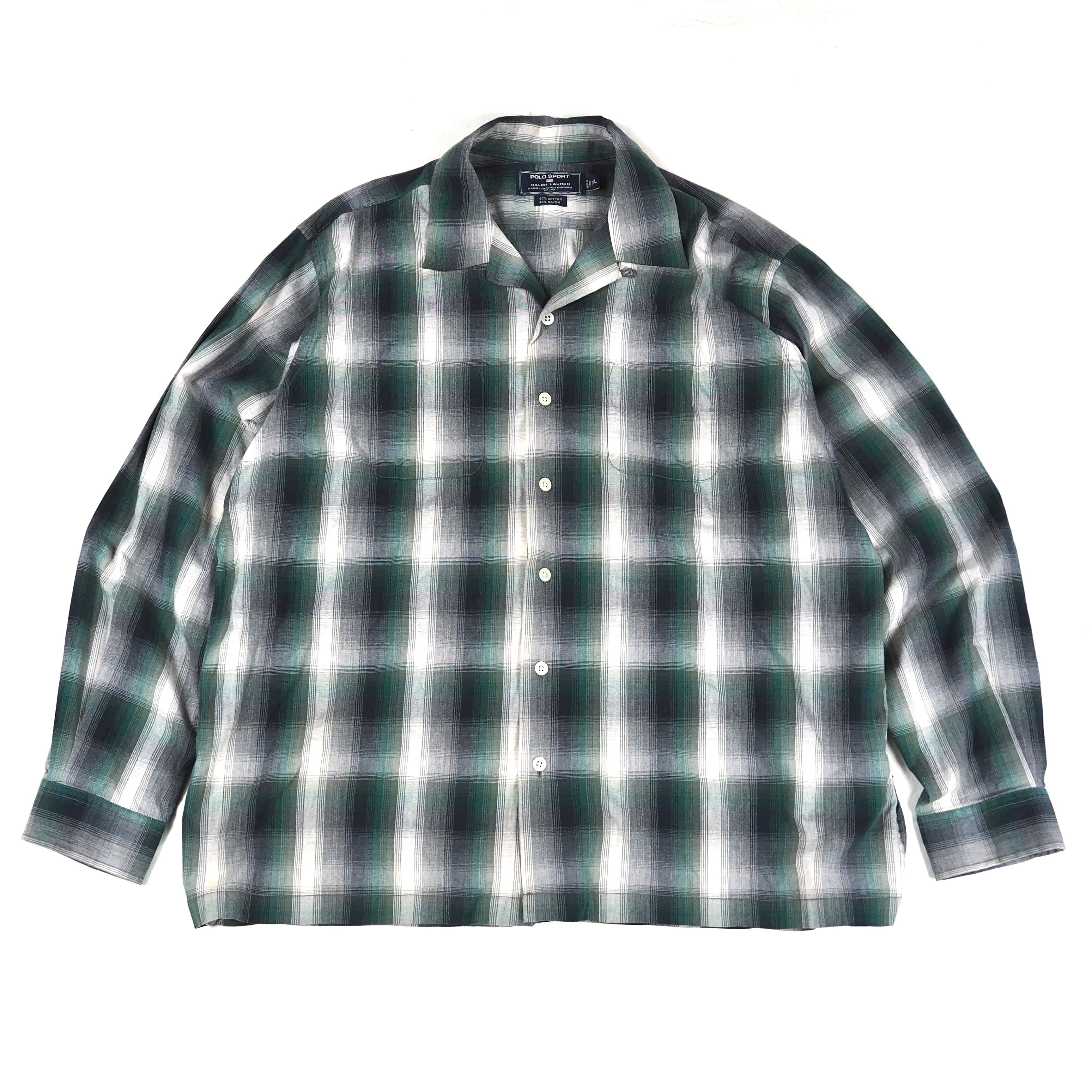 POLO SPORTS RALPH LAUREN ombre check open collar l/s shirt XL