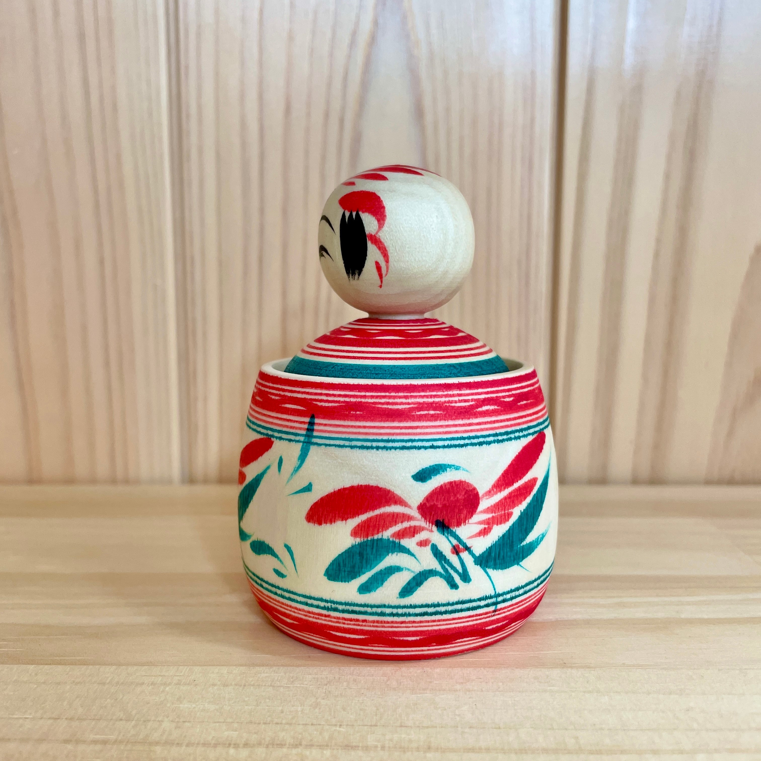 平賀輝幸工人：作並系】コマ入り えじこ こけし：10㎝ N6TeH-108