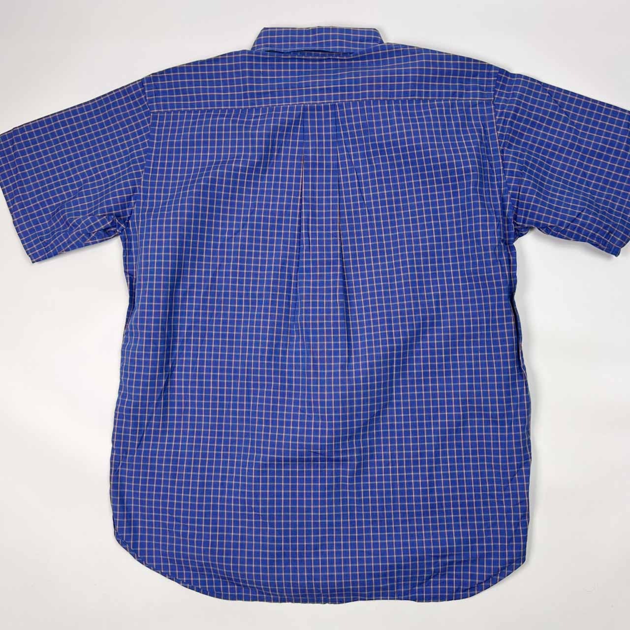 NEWYORKER ニューヨーカー チェック BD ボタンダウン 半袖シャツ M/ブルー系 メンズ