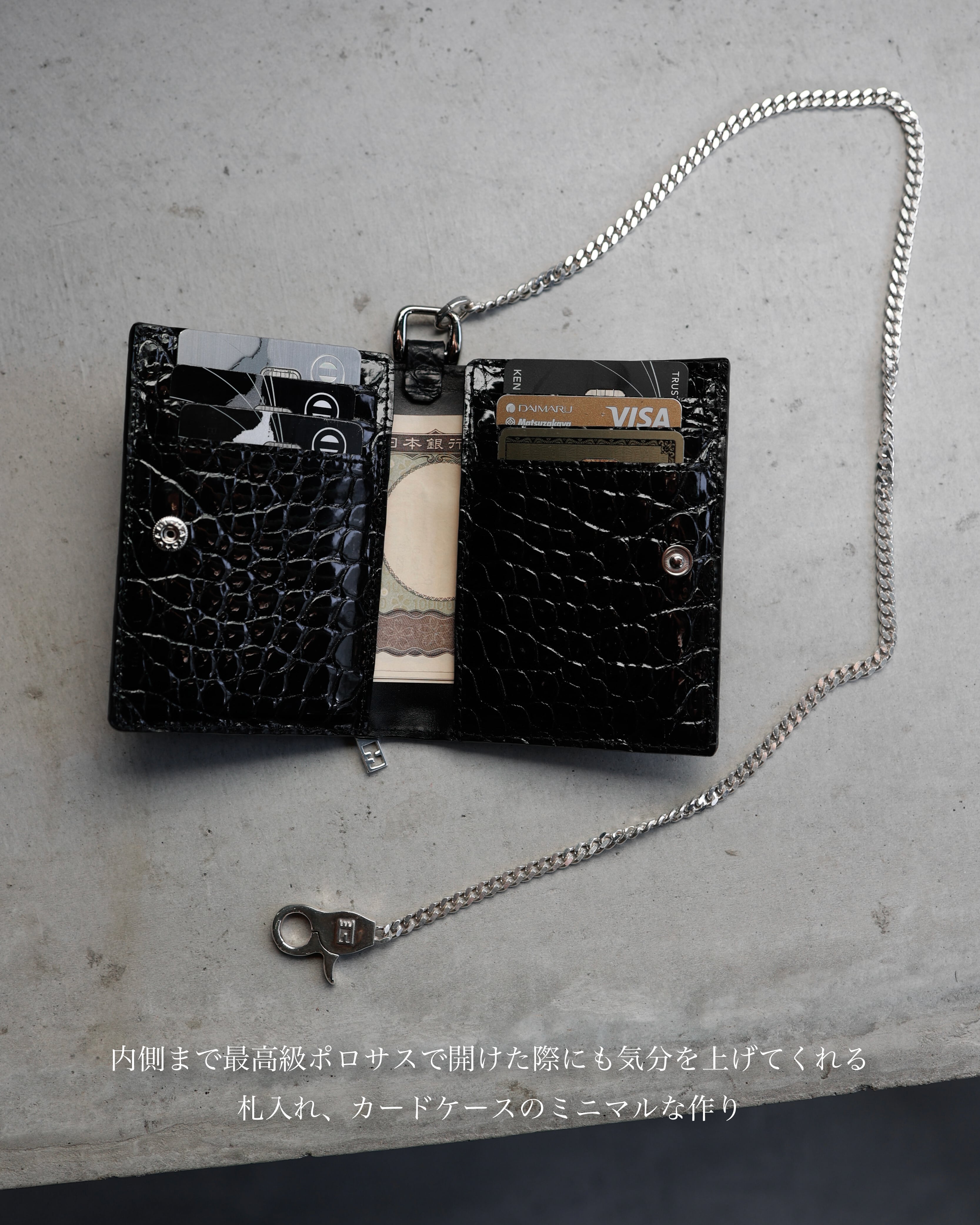 即納在庫追加】Crocodile Porosus Minimal Conpact Wallet【最高級