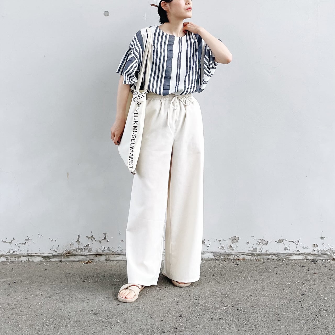 Linen wide pants (ivory)