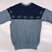 80s 90s イタリア製 SINA COVA シナコバ ノルディック柄 総柄 ウール ニット セーター 42/ブルー系 メンズ ビンテージ