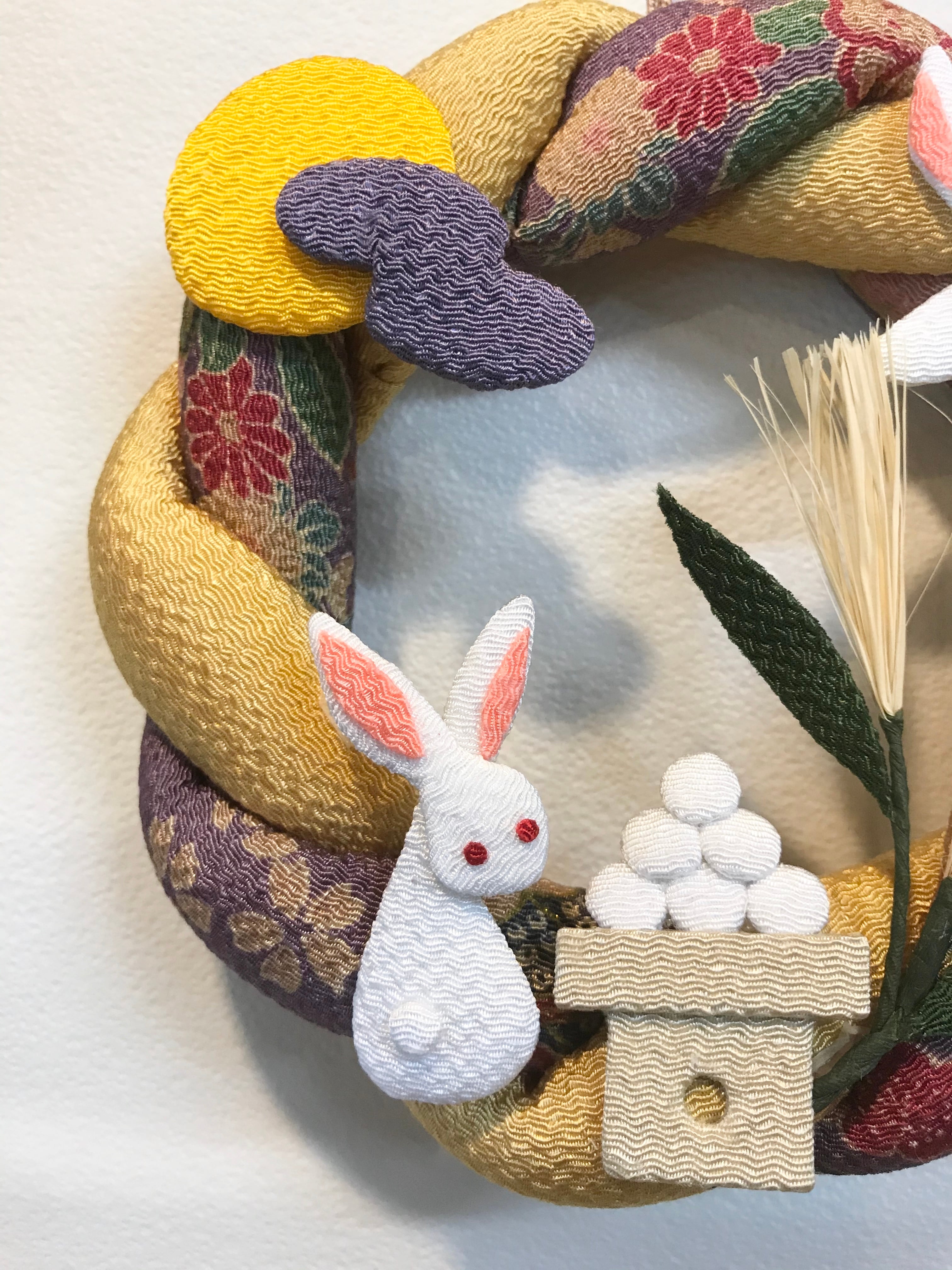 おみつさまリメイク鉢　4号ふっくら丸鉢 秋色パンプキンでおねむなうさぎ さん おみつさま リメイク鉢 4号ふっくら丸鉢 秋色パンプキンでおねむな