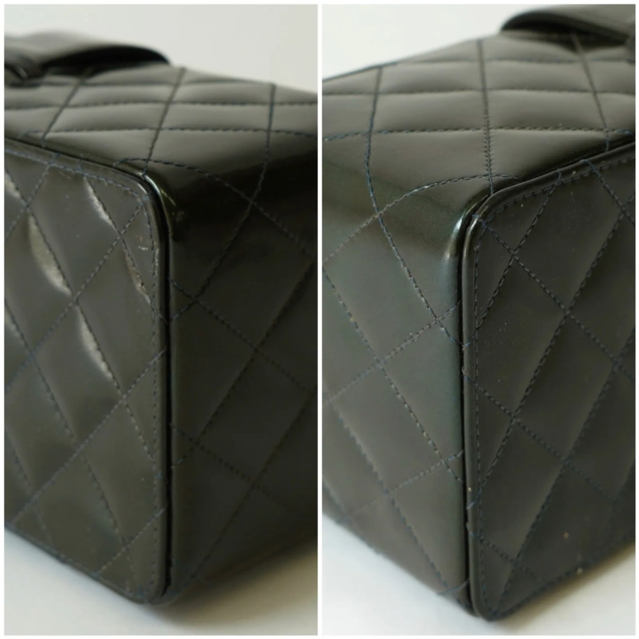 CHANEL シャネル マトラッセ パテントレザー バニティバッグ ゴールド金具 3番台