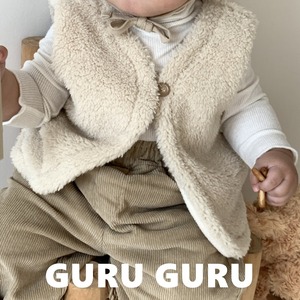 【guruguru】ふんわりベビーファーベスト ベージュ 70~90cm 241202