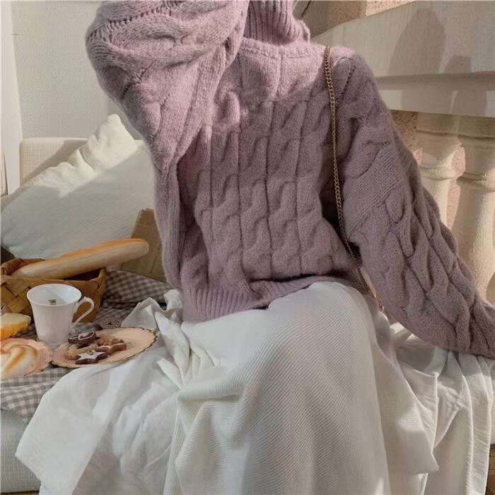 ケーブル編み タートルネックニット　AJ11009-2705