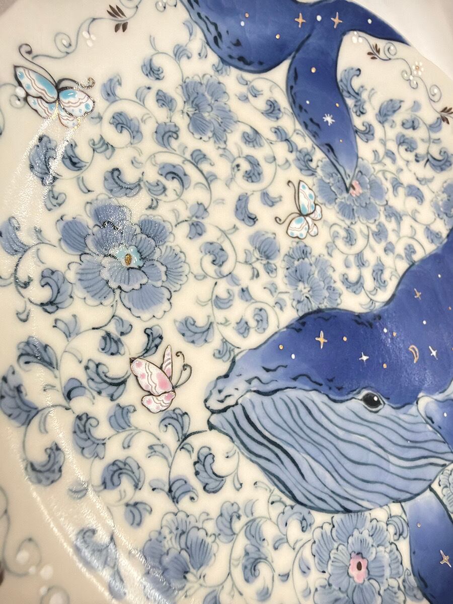 5寸桔梗皿「星空くじら」 作家：指方裕美 | 弥榮窯 yae. online shop