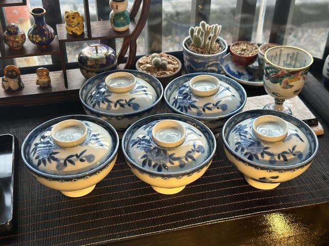 藍九谷 染付 蓋付飯茶碗5客揃 | Antique Shop Soukodo