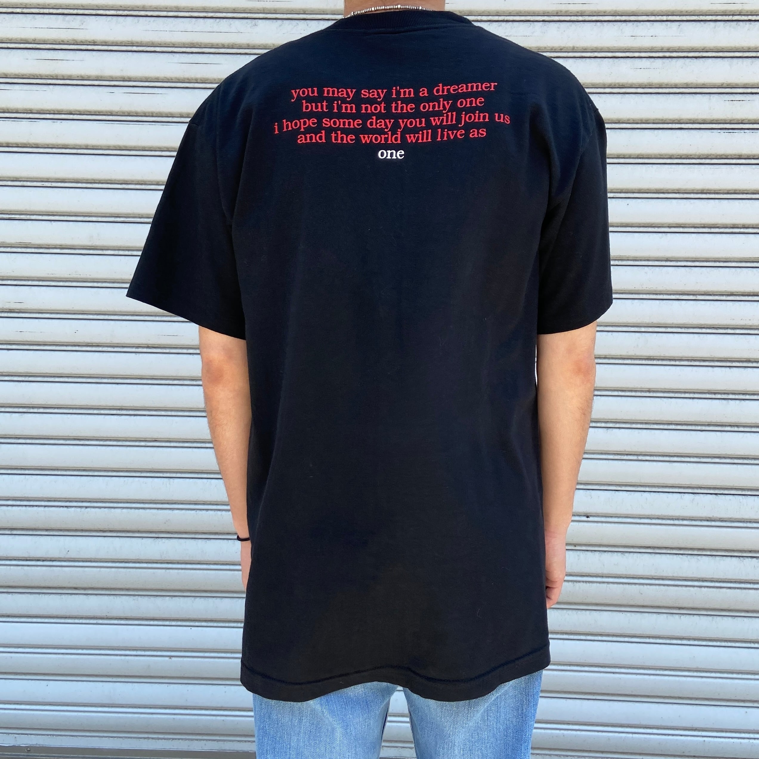 90s USA製 ジョンレノン バンドTシャツ 両面プリント ブラック L