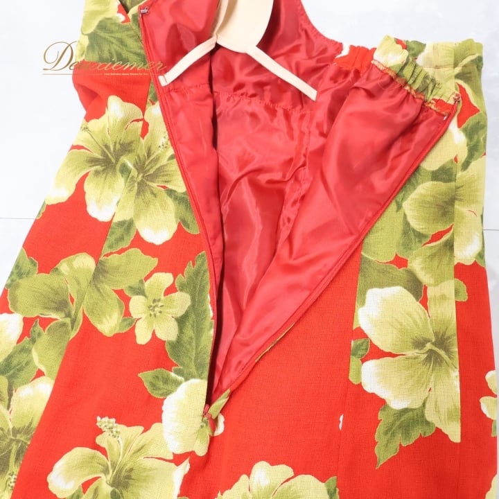 フラダンス衣装】レッド Hula Liko ワンピース ドレス バラ柄 赤