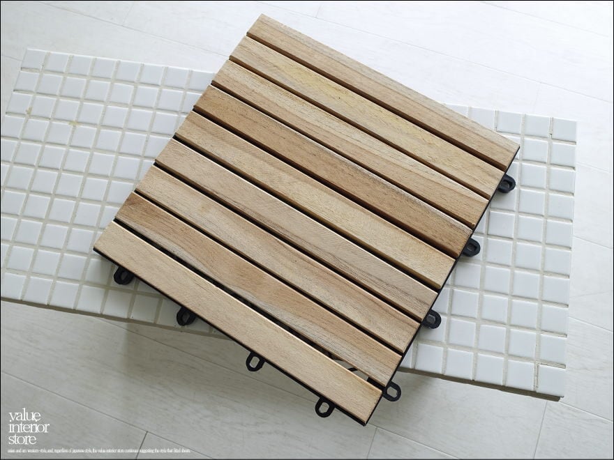 チーク無垢材 デッキマットST バルコニーマット デッキタイル フロア