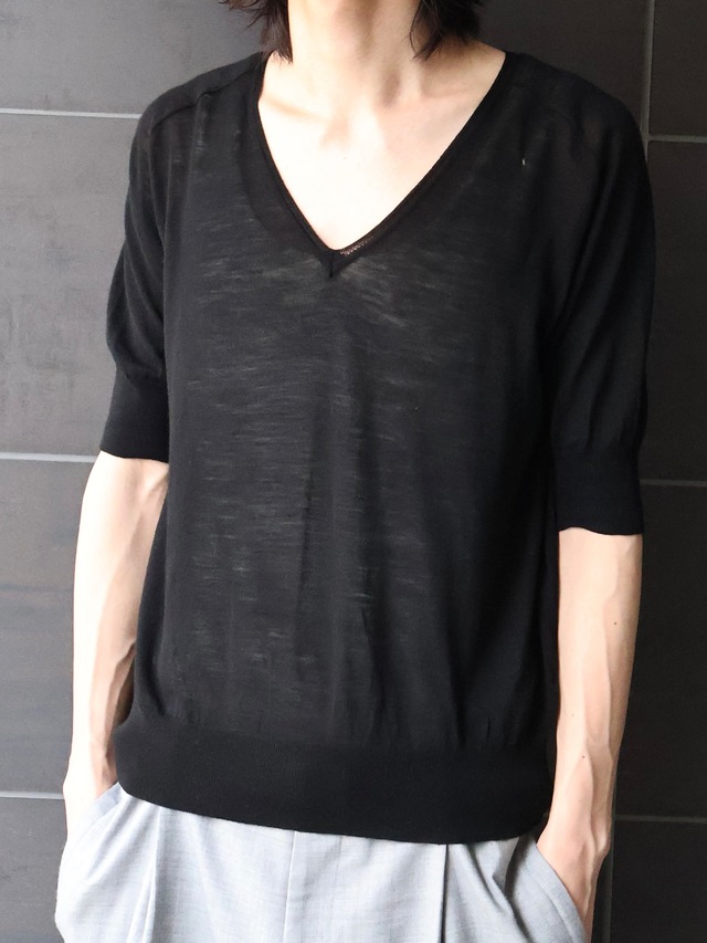 【balenciaga】V neck wool half sleeve summer knit