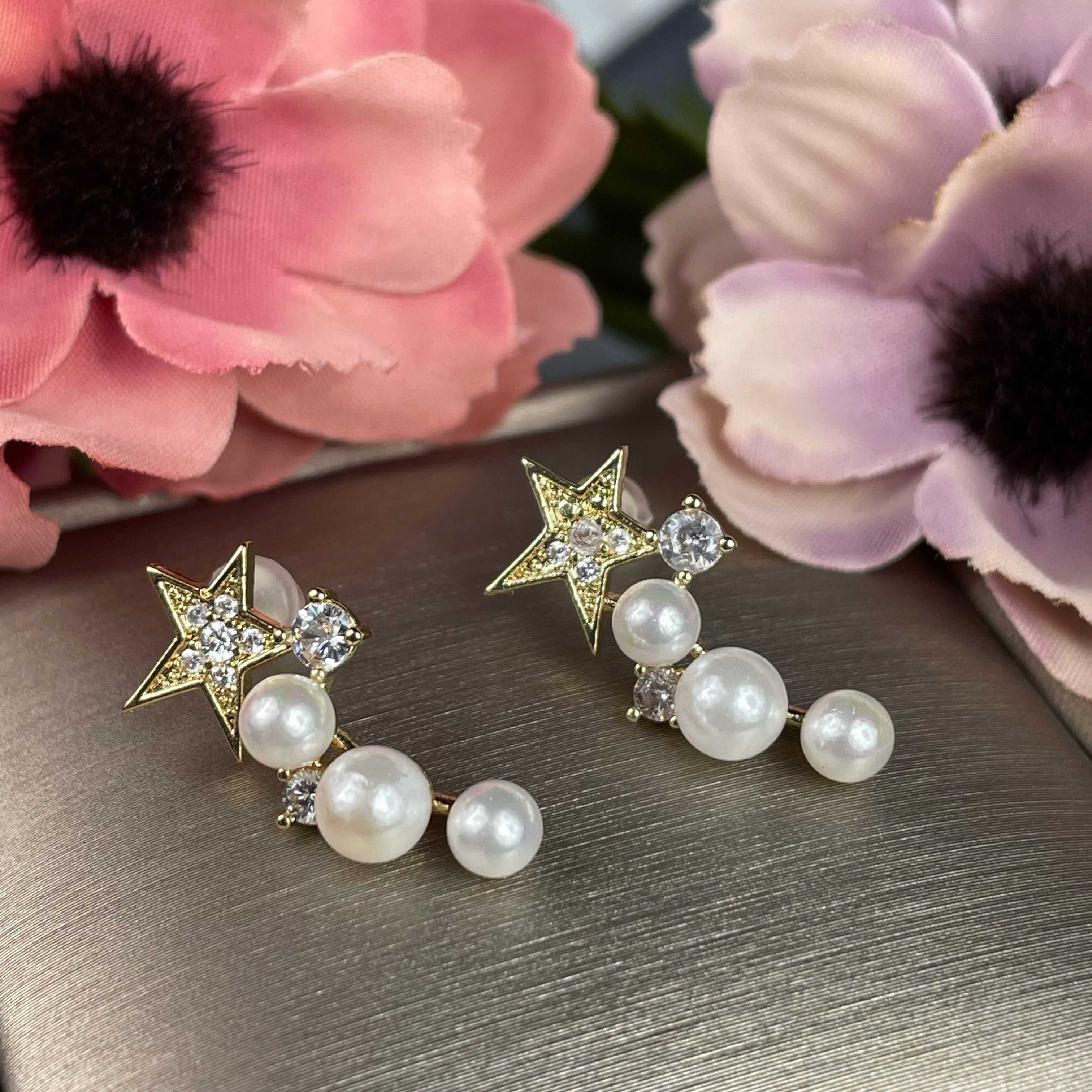 Star pearl pierce earringスター パール ピアス イヤリング