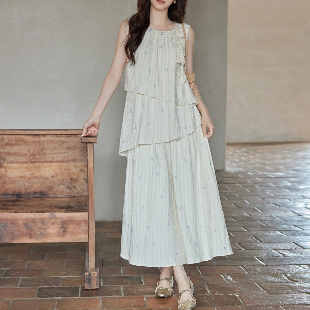 ruffle sleeveless long dress