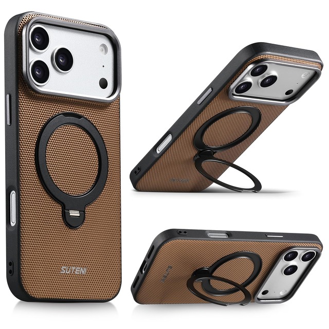 JCGOOD iPhone 17 ケース MagSafe対応 背面隠し収納式リング付き ゴールド