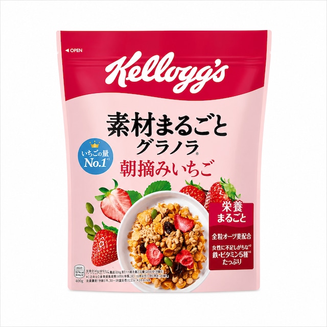 【ケース販売】ケロッグ　素材まるごとグラノラ朝摘みいちご 6個入り