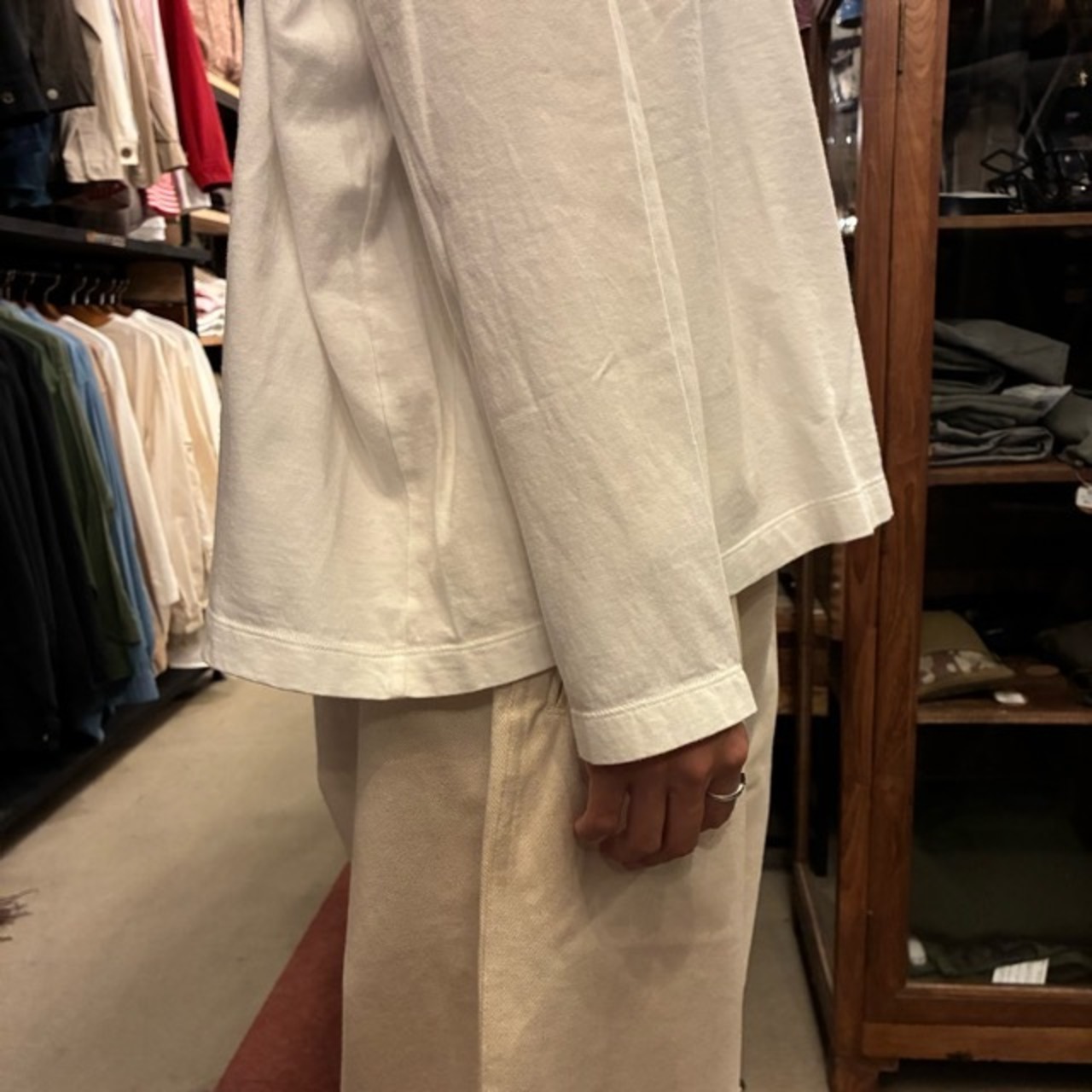 homspun 　ホームスパン　30/1天竺BIG ロングスリーブTシャツ　全4色　サラシ　ワイン　ネイビー　ブラック　コットン　綿　日本製　インナー　ホワイト