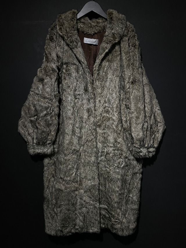 【WEAPON VINTAGE】Gray × Beige Gradation Vintage Loose Fur Coat