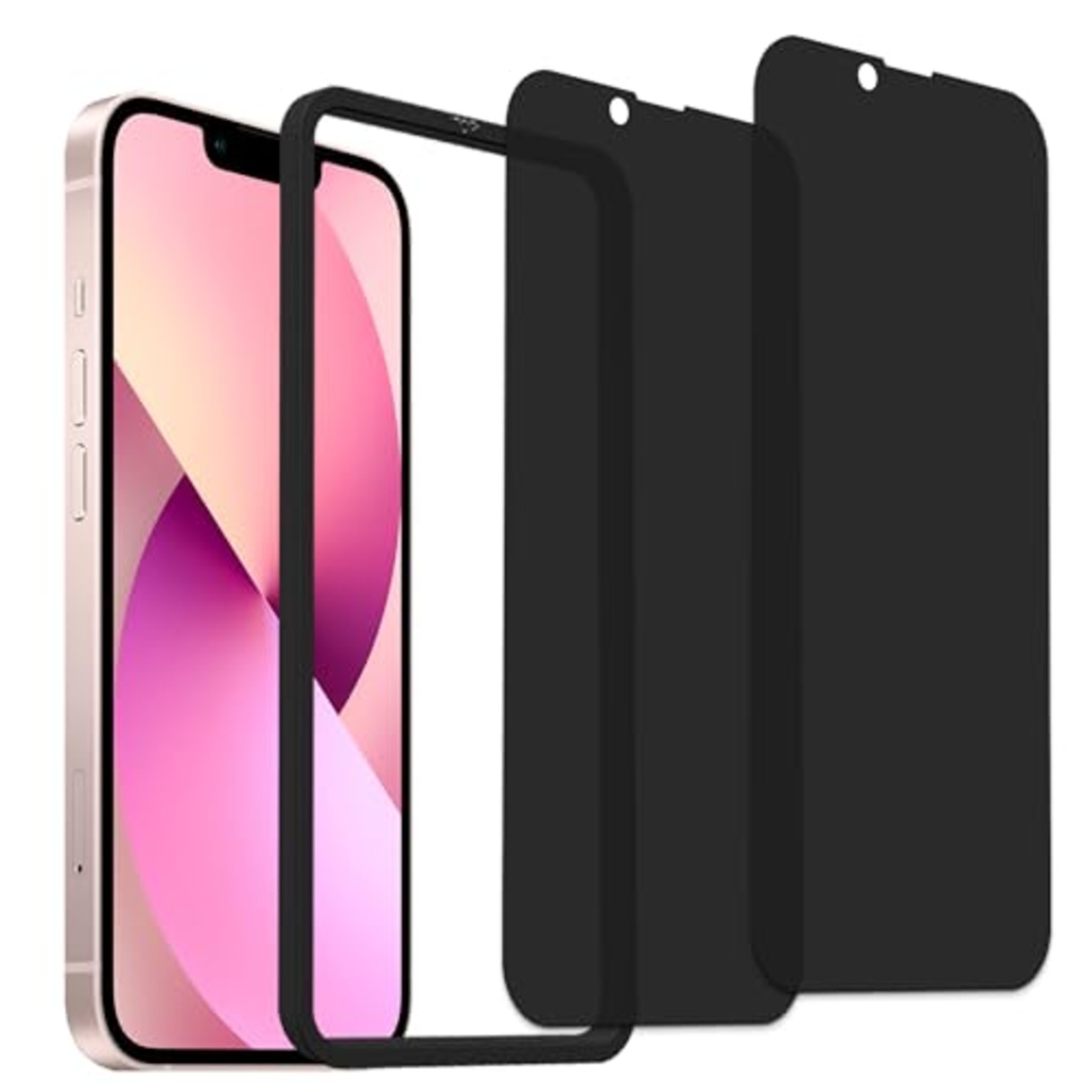 【2枚セットのぞき見防止】ガイド枠付き KPNS 日本素材製 覗き見防止 iPhone13 mini 用 ガラスフィルム 強化ガラス カバー 保護フィルム