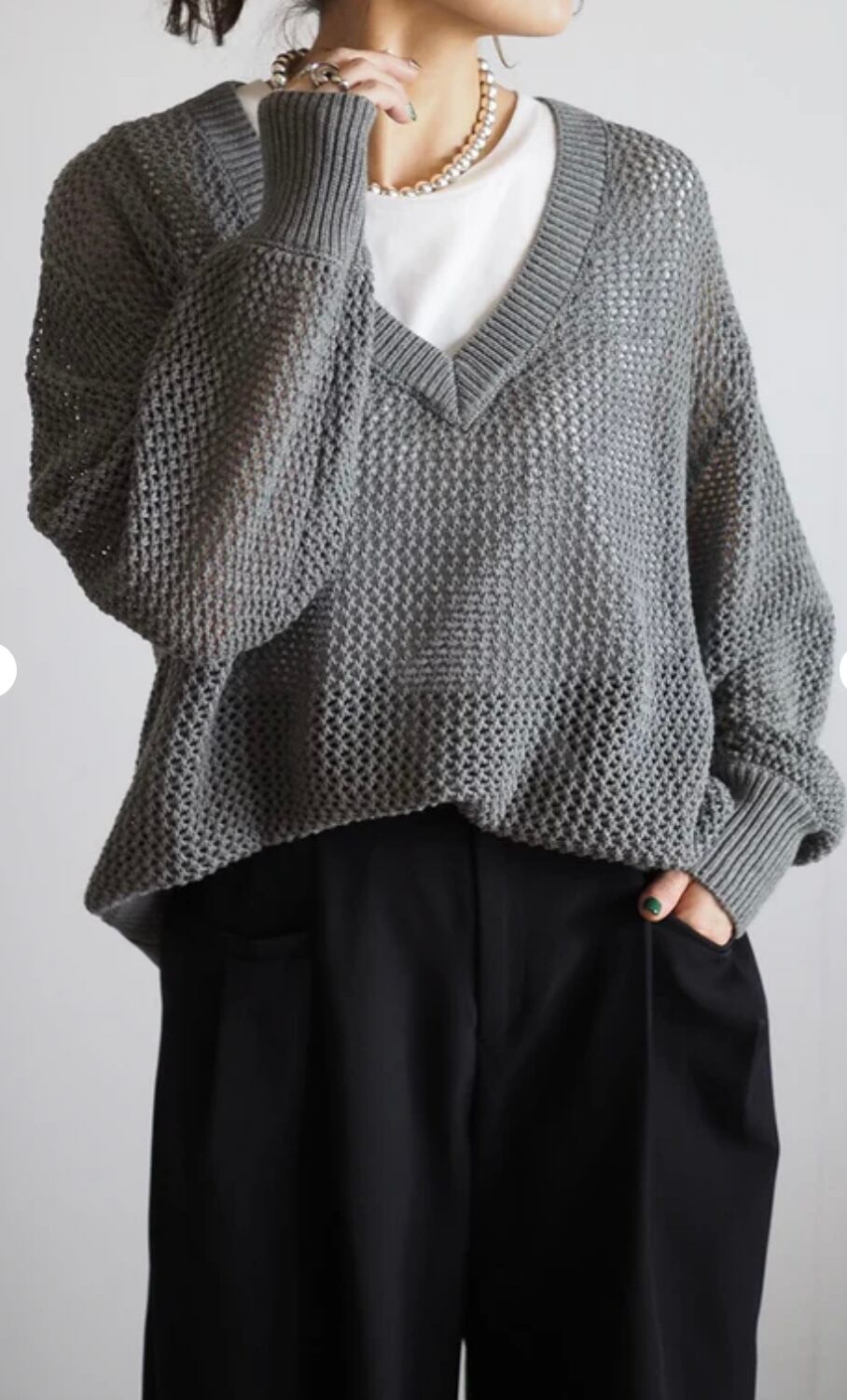 ANIECA 】Vネックメッシュニット | valance 福井｜レディース セレクト