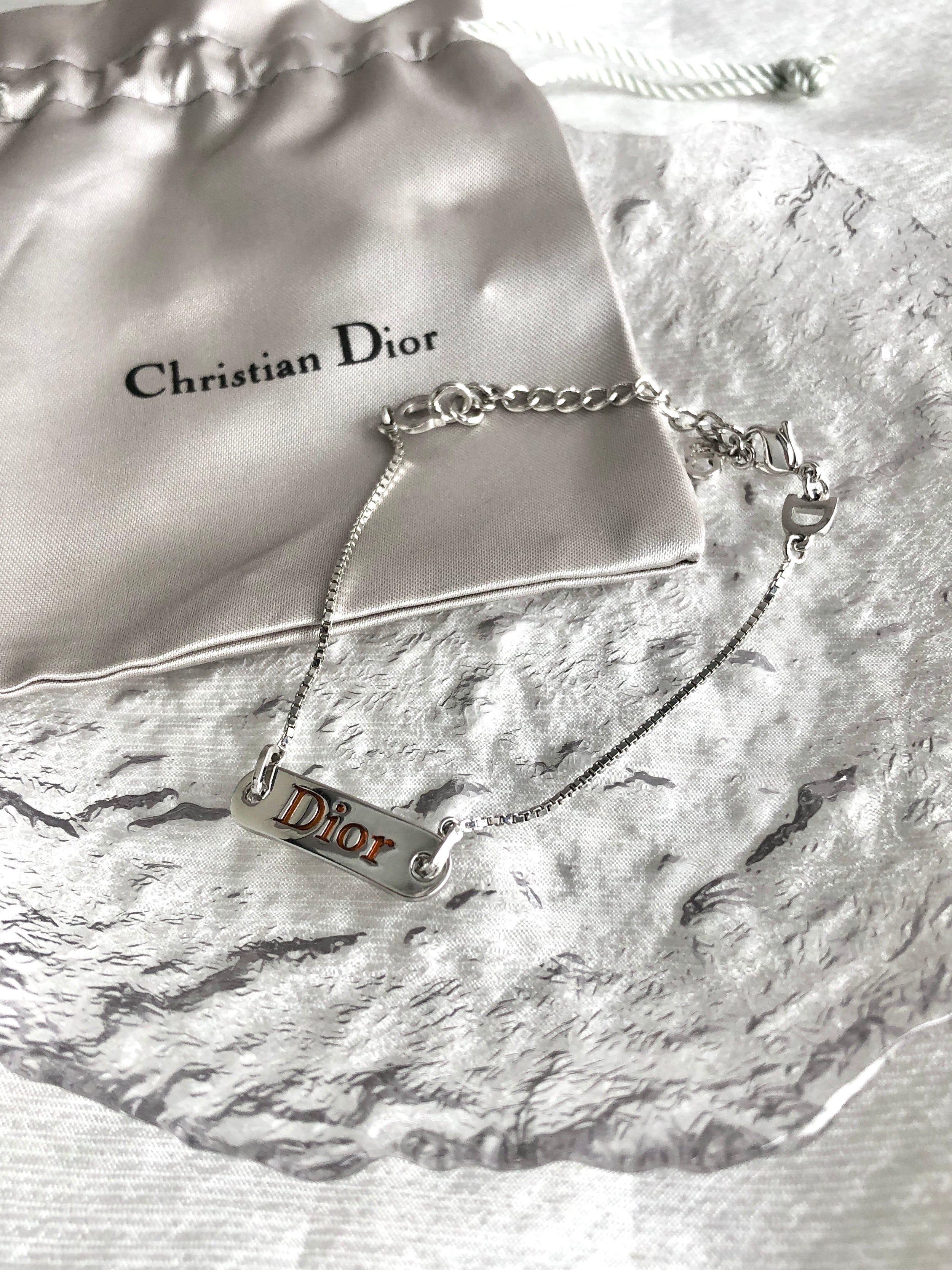 Christian Dior クリスチャン ディオール ブレスレット オレンジ×シルバー ロゴプレート vintage ヴィンテージ オールド 6dgdge