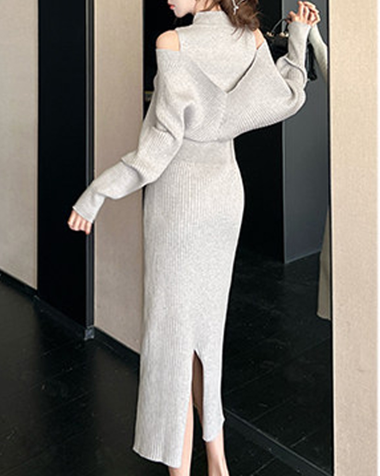 オープンショルダー ニットワンピース 2color A0858 - 6